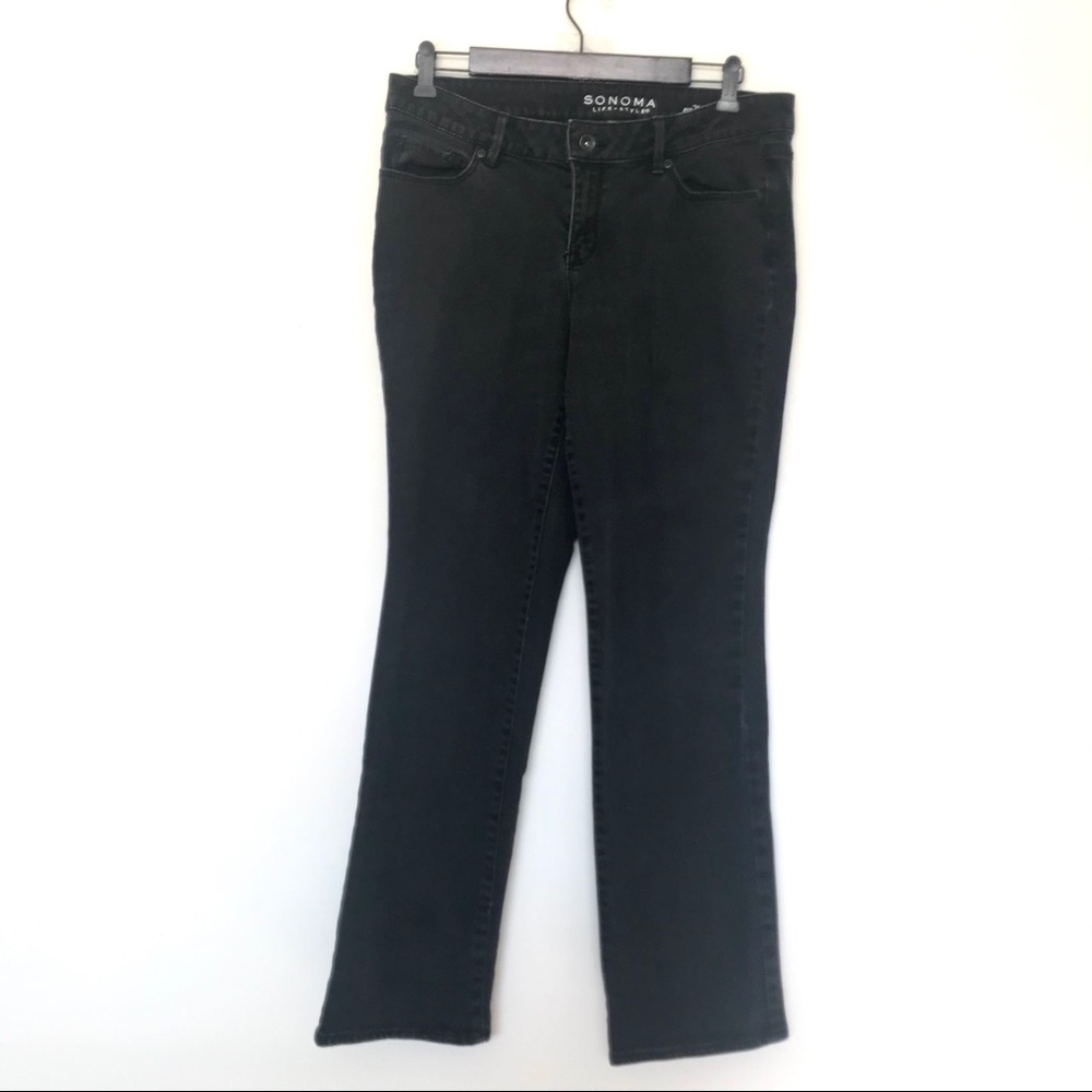 Sonoma Lifestyle Black Midrise Straight Jeans 10S - Picture 2 of 12